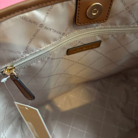 $398 Michael Kors Maeve Largo Canvas Open Tote Business Travel Carryon Handbag - Picture 9 of 10